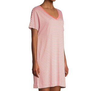 Hanro Laura Nightshirt Cotton Blend Coral Stripe XS NWT
